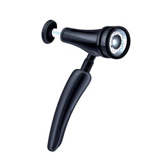 Detailed Medical Otoscope Illustration With Black Handle and Optical Lens for Examination on White Background