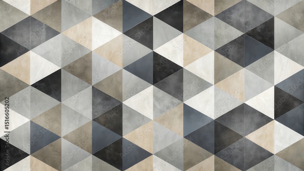 Aufkleber Abstract Geometric Triangular Pattern in Muted Earth Tones and Grays for Design Applications