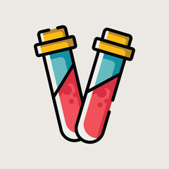 Test Tubes with Blood Samples for Laboratory Medical Examination Icon