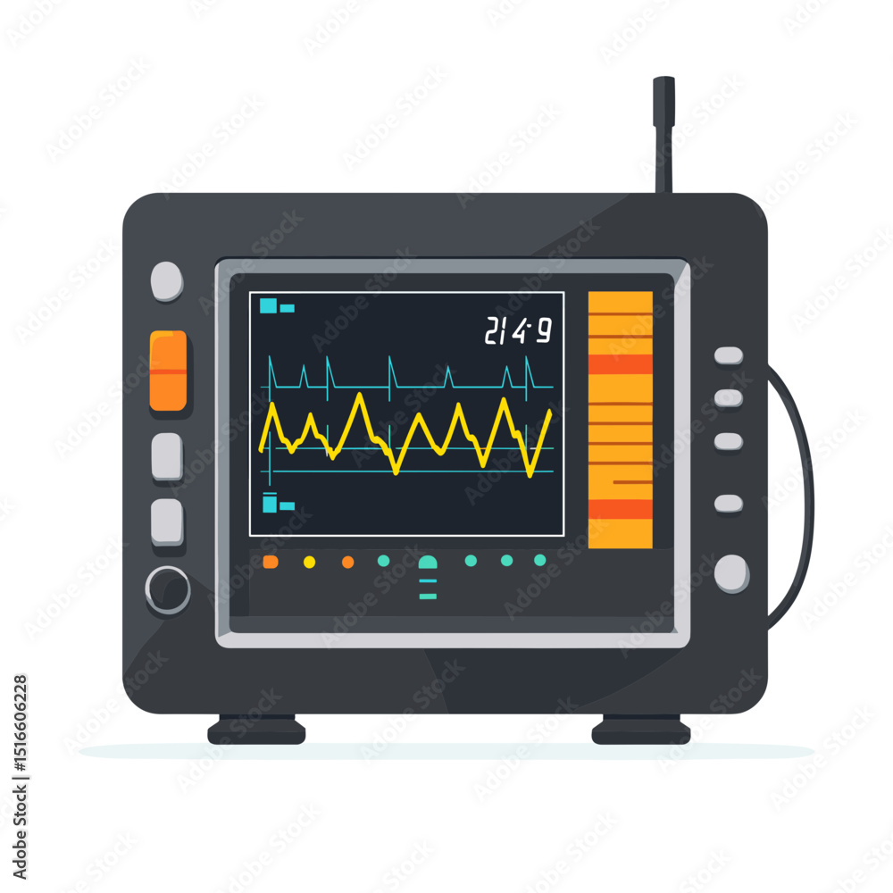 Poster heart rate monitor displaying vital signs in gray and black color scheme