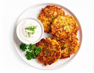 Fototapeta premium Vegetable potato pancakes isolated on white 