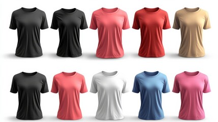 Ten T-Shirt Mockups Color Palette, Apparel Design, Clothing Template, 3D Rendering tshirt mockup, apparel design