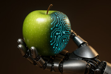Robotic Hand Holding Circuit-Imprinted Fruit