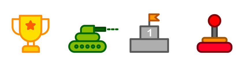 gaming war, tank competition icon colorful vector illustration