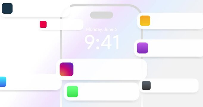 App notification banner pop up one by one, Messages filling the entire iphone screen. Social media alert UI motion graphic. ios mobile text bubble animation 4K