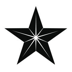 Vector Graphic of a Solid Black Five-Pointed Star with Sharp Geometric Lines and Faceted Crystalline Interior Design on White Background


