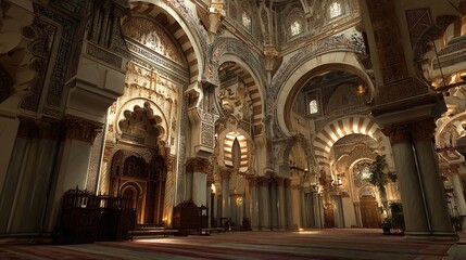 Obraz premium C rdoba Mosque Cathedral Interior Moorish Architecture Islamic Art Arches Columns and History