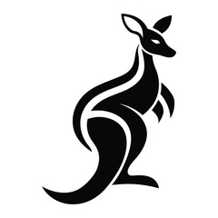 Stylized Black Kangaroo Icon.