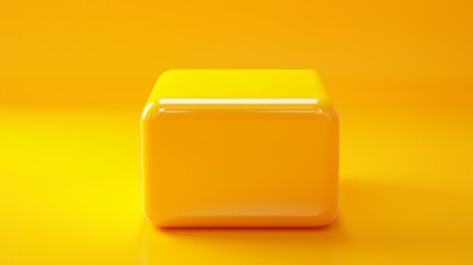 Yellow Cube 3D Render Minimalist Shiny Block on Golden Background, Product Display, 3D Model 3D rendering, product mockup