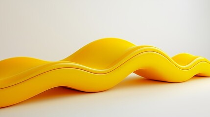Yellow Wave Chair 3D Render, Abstract Design, Fluid Form, Minimalist 3D rendering, abstract art