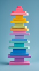 Colorful stacked shapes display in harmonious arrangement for modern decor