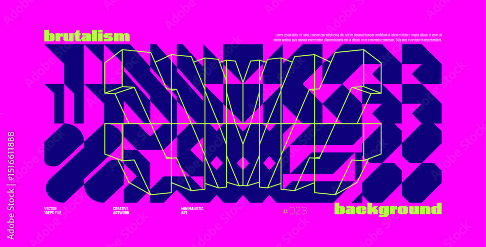 Aufkleber Brutalism abstract vector fuchsia color background with Postmodern geometric graphic shapes in Y2K aesthetics, trendy colorful modernism artwork banner, brutal form and line elements