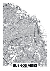 Obraz premium City map Buenos Aires, detailed urban planning travel vector poster design