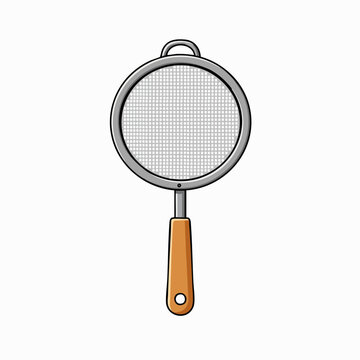 metal strainer with wooden handle clip art preview