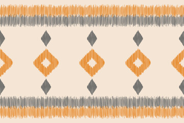 Ethnic ikat traditional motif fabric pattern geometric style.African Ikat embroidery Ethnic oriental pattern white cream brown background wallpaper. Abstract,vector.Texture,frame,decoration.