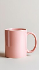 Obraz premium Vibrant pastel minimalist branding mockup. Elegant Pink Mug on Neutral Background for Stylish Coffee and Tea Moments