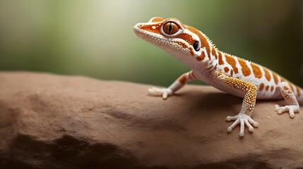 Fototapeta premium Colorful Gecko on a Branch in Natural Light
