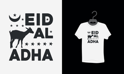 Obraz premium Eid t-shirt design, Eid Mubarak typography t shirt, Eid festival, animal icon, moon and lanterns, Mosque, Vector illustration, Eid Mubarak Greeting Card, poster, religion, invitation,
