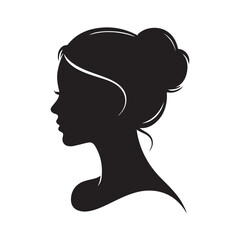 Woman head Vector black silhouette. with white background