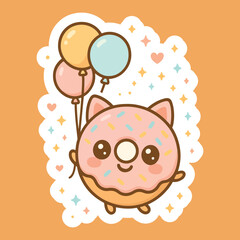 Groovy donut cartoon character with pastle glaze
