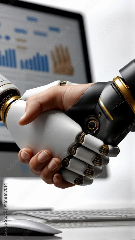 Aufkleber exploration of human-robot collaboration with advanced robotic hand technology in a modern workspace