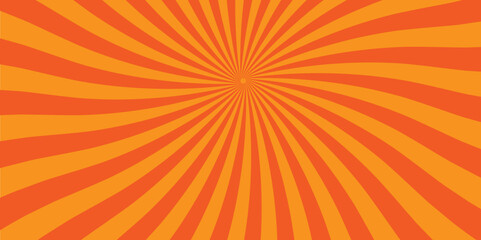 Vintage sun ray orange and red radial spiral sunrise, sunlight creative vector summer sunny. seamless retro vintage burst sunrise sunbeam element spiral striped illustration sunray template wallpaper.