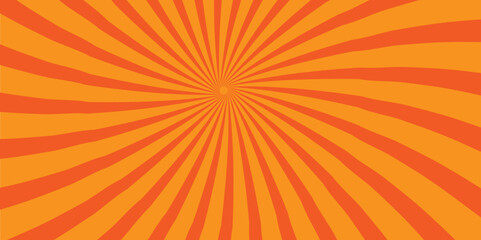 Vintage sun ray orange and red radial spiral sunrise, sunlight creative vector summer sunny. seamless retro vintage burst sunrise sunbeam element spiral striped illustration sunray template wallpaper.