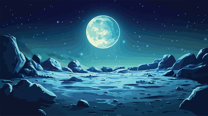 Whimsical Cartoon Moon Surface Landscape Background Vector Illustration