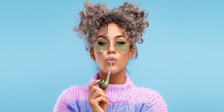 photo of modern woman smoking crackpipe 