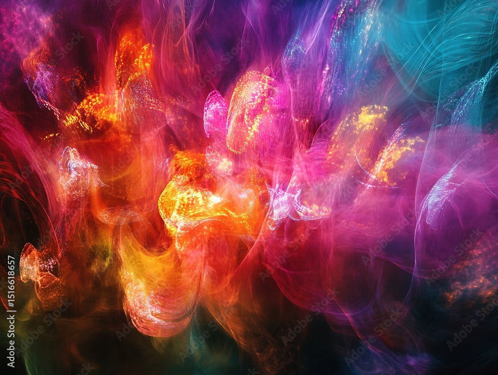 Poster multidimensional energy patterns blending light in a captivating visual symphony