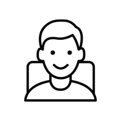 Obraz premium A simple line art icon depicting a happy young man. Smiling face, clean design.