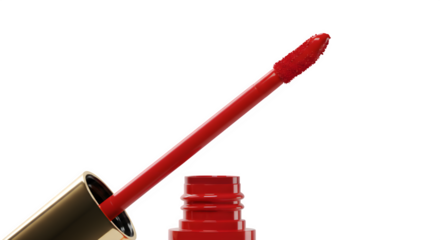 Red lip gloss isolated on PNG background.