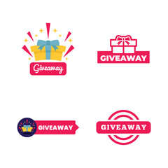 Giveaway banner icon. Gift box. Flat style.