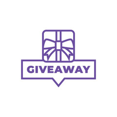Giveaway banner icon. Gift box. Flat style.