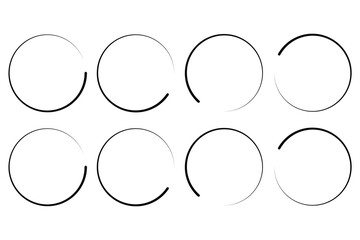 Circular gradient arc loading spinner icon vector illustration set for modern interface buffer symbol animation minimal pre loader user design loop.