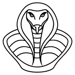 Fototapeta premium Cobra Snake with Flared Hood, Frontal View in Elegant Outline