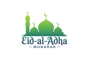 eid al adha mubarak illustration with minaret and domes for holy celebration