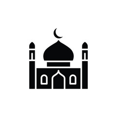 Simple black silhouette icon of a mosque. Perfect for websites, apps or print.