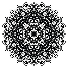 Tribal and bohemian style pattern design. Mosaic pattern. Floral henna or mehndi style mandala design.   