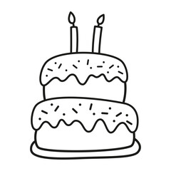 New year cake outline icons, minimalist vector illustration ,simple transparent graphic element .Isolated on white background