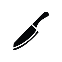 Simple black and white graphic design of a sharp kitchen knife. Perfect for culinary icons.