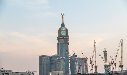 Makkah Clock Tower View at Sunset time in holy city of Makkah KSA