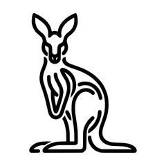 A minimalist line art depiction of a kangaroo in a striking pose. Its intricate design and elegant lines showcase the animal's unique features 