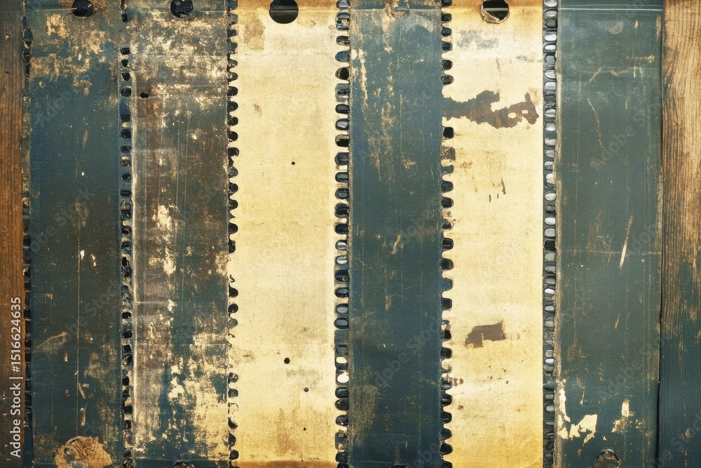 Poster close-up of distressed weathered metal surface with unique texture and patina, showing rustic charm 
