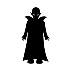 Black Vampire Lord Silhouette Vector Icon – Gothic Undead Noble Character Design
