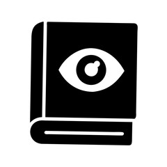Black Tome with Eye Vector Icon – Arcane Grimoire Silhouette with Watchful Symbol
