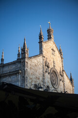 Part of facade of Como Cathedral, Italy