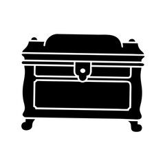 Black Antique Chest Vector Icon – Vintage Treasure Box Silhouette for Fantasy and RPG

