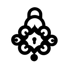 Black Decorative Lock Vector Icon – Vintage Gothic Padlock Silhouette with Ornate Detail
