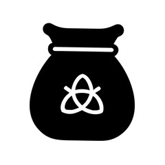 Black Alchemist Bag Vector Icon – Potion Satchel Silhouette for Fantasy and RPG
